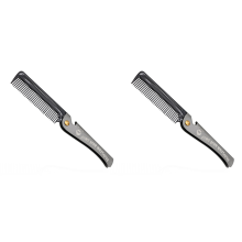 2 Pcs Schwarz Männer Folding Pocket Kamm PP Zähne Entwirren Haar Bart Metall Griff Faltbare Kämmen
