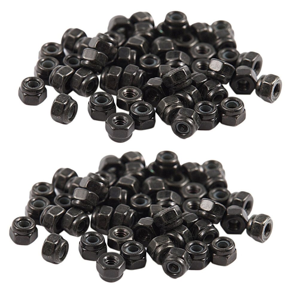 M2 Zinc Plated Nylock Nylon Insert Hex Lock Nuts Black 100Pcs 4853330351368
