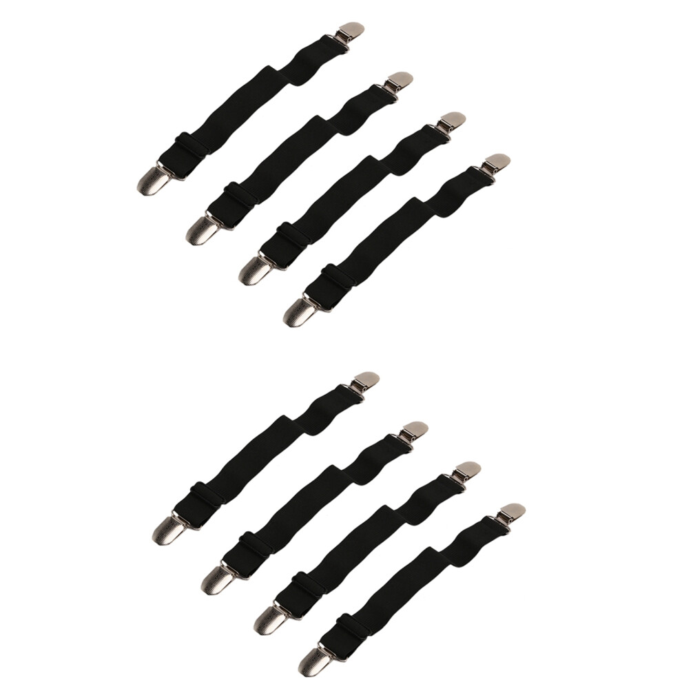 Bed Sheet Holder Straps, Corner Clips, Elastic Adjustable Fasteners Grippers For Mattresses (8Pcs) 4853330347491