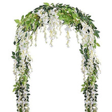 2Pcs 7Ft/Pcs Artificial Wisteria Vine, Flower Garland Wisteria,White