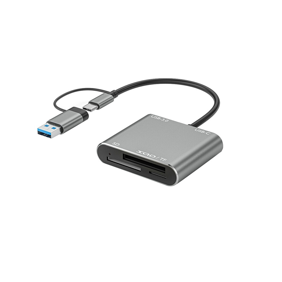 5In1 Usb 3.0Memory Card Reader Usb-C To Tf Sd Xqd Adapter Gray 4853440185150