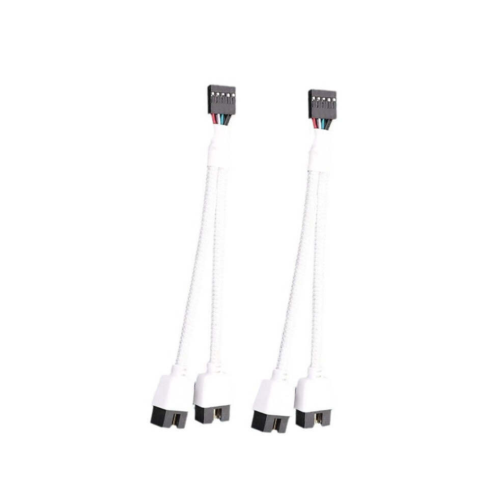 Computer Motherboard Usb 2.0 9Pin To Dual 9 Pin Extension Cable White 4853440185952