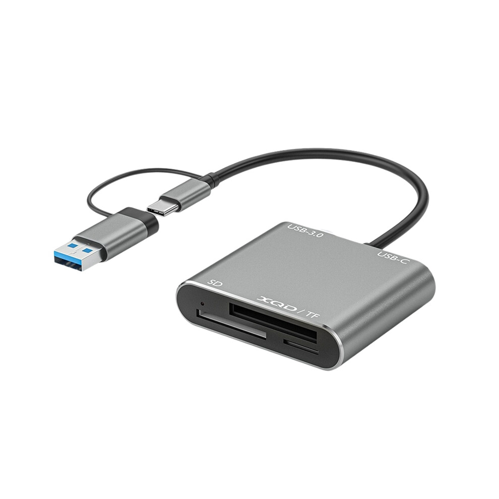 New Usb 3.0 Memory Card Reader 5 In1 Usb-C To Tf Sd Xqd Gray/Light 4853440102317