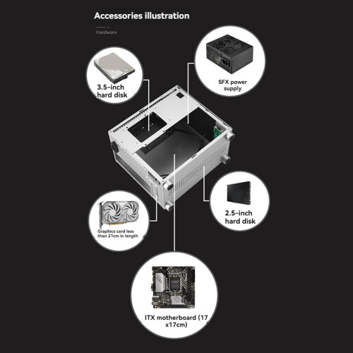 Micro-ITX Gehäuse PC SKTC A17 SGCC Computer Silber 2