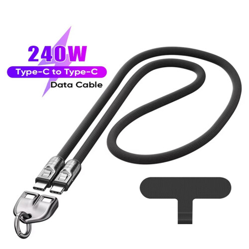 240W Pd3.1 Data Cable Type C to Fast Charging Cord,Black 2