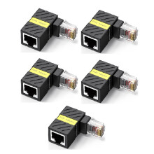 RJ45 360 Rotatable Network Plug Right Angle Elbow Gigabit Adapter