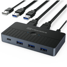 USB3.0 Computer Sharing Switch Box 2 in 4 Out KVM 2x4 USB 3.0