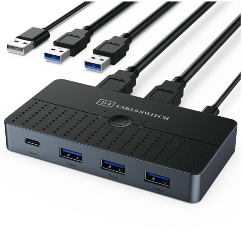 USB3.0 Computer Sharing Switch Box 2 in 4 Out KVM 2x4 USB 3.0