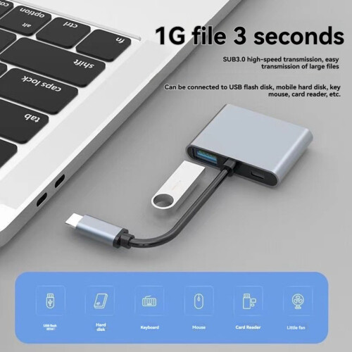 4 in 1 Type C to Dual -Compatible Extend Splitter PD USB HUB 2