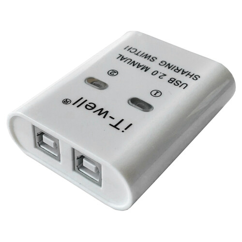 USB 2 in 1 Out Printer , 2-Port Manual Kvm Converter White 2