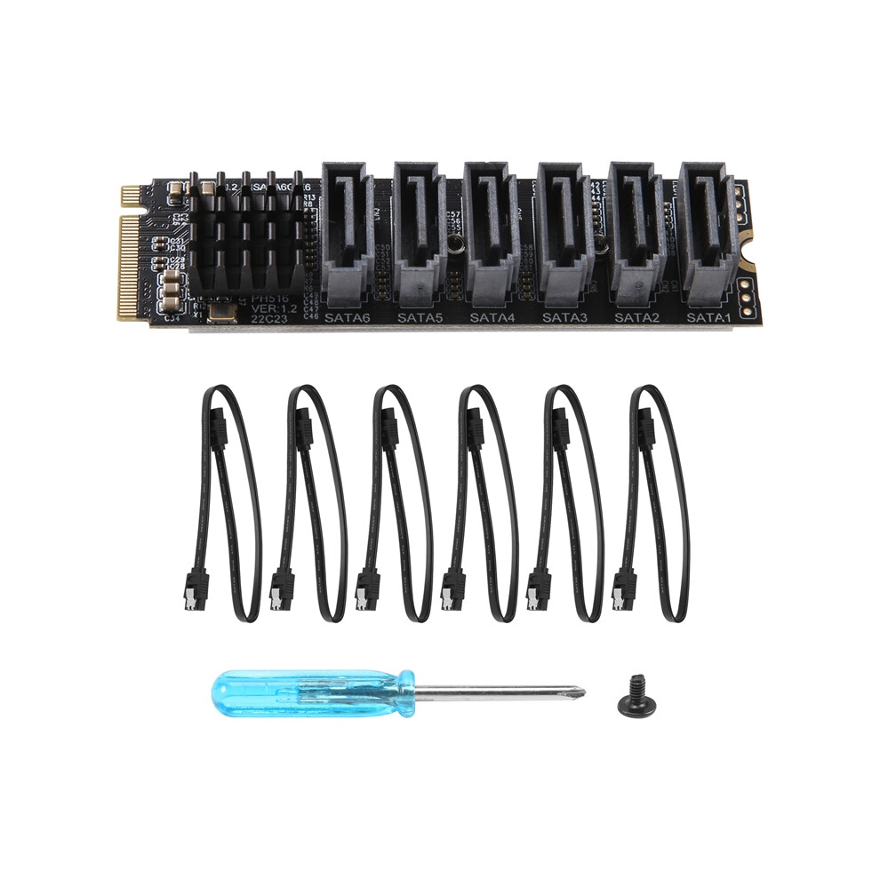 Pcie To Sata 6Gpbsx6-Port Expansion Card+Sata Cable Pci-E Riser Card 4853440146168