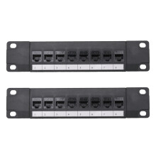 8 Port Straight-Through CAT6 Patch Panel RJ45 Network Cable Adapter