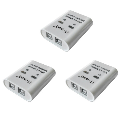 USB 2 in 1 Out Printer , 2-Port Manual Kvm Converter White