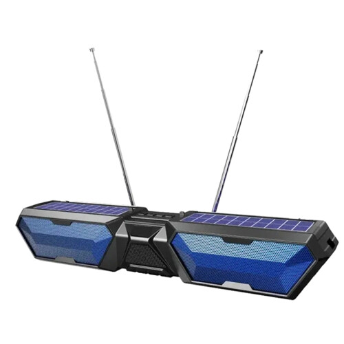 Solar Bluetooth Wireless Stereo Dual Antenna Speaker Blue