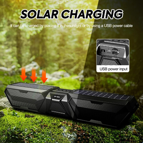 Solar Bluetooth Wireless Stereo Dual Antenna Speaker Blue 2