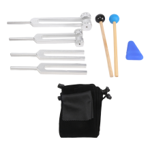 4er-Pack Stimmgabel-Set (128 Hz, 256 Hz, 512 Hz, 528 Hz) mit Hammer für Schallvibrationswerkzeuge