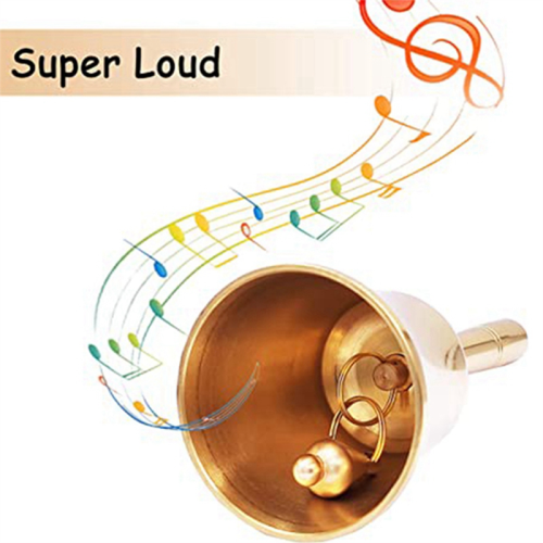 Super Loud Hand Barking Bell, Solid Brass Dinner Bell Service Pet Training Jingle Gold 2