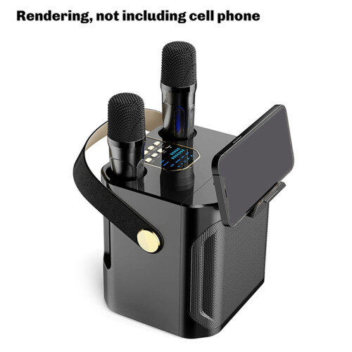 High Power Karaoke Bluetooth Speaker with Dual Microphone Black 2
