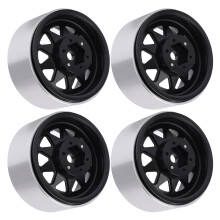 4 Stück Metall 1,9 Zoll Felgen, 10 Triangle Loch Nabe für AXIAL SCX10 1/10 RC Kletterauto Schwarz