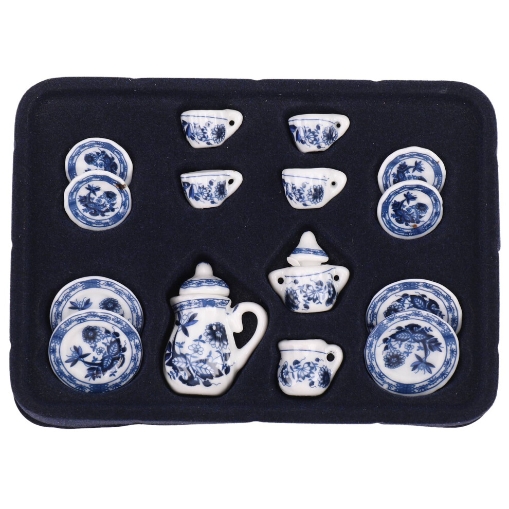 Photos - Other Toys Jojomino 1/12th Dining Ware China Ceramic Tea Set Dolls House Miniatures Blue Flower 
