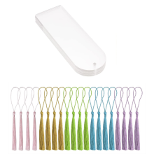 20Pcs Rectangle Transparent Acrylic Book Markers with Tassels