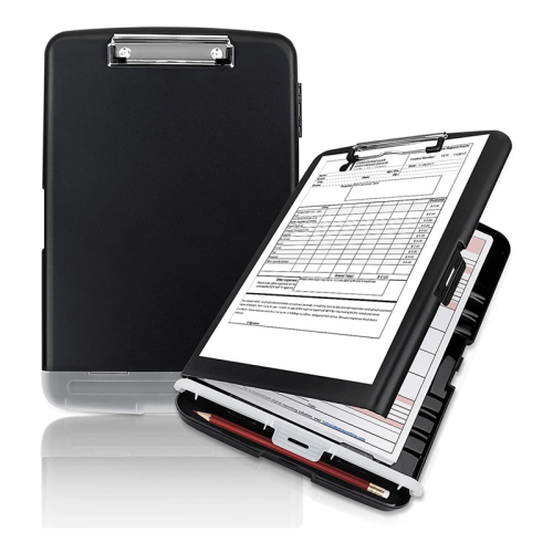 Clipboard with Storage, Black Clip Board, Nursing Boards 8.5X11 Storage and Pen Holder
