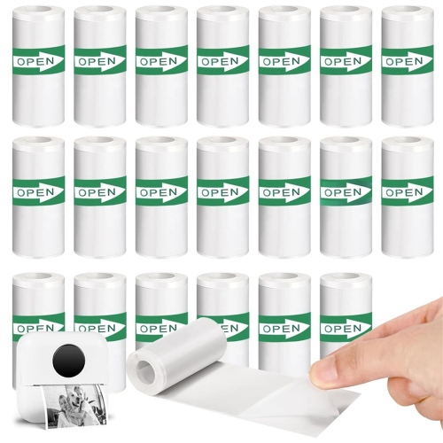 20PCS Mini Printer Paper, Self-Adhesive, Black on White, 5.7 x 2.5cm 2