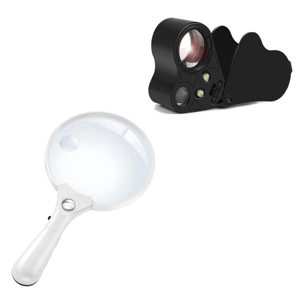 Jojomino Light 30X 60X Jewelers Loupe Bundle With 10X 20X 45X Large Magnifying Glass