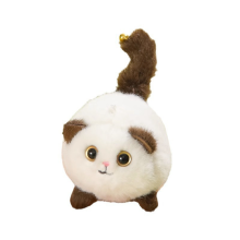 Ein Plüschtier mit wedelndem Schwanz und einer Katze. Weiches und bequemes Stofftier