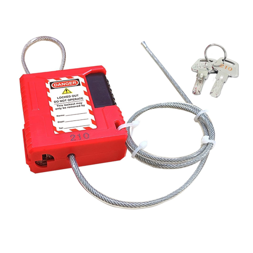 Lockout Tagout Cable Lock - 3.3ft Adjustable Lock, Steel with Vinyl Coating, -Cable