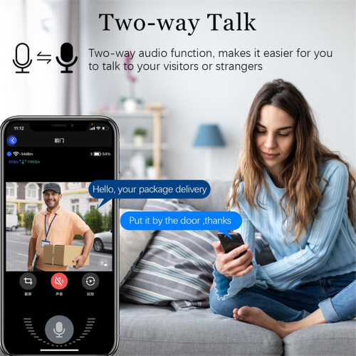 Smart Wireless Remote Video Doorbell, Camera Intercom HD Night Vision WiFi Tuya Security Doorbell 2