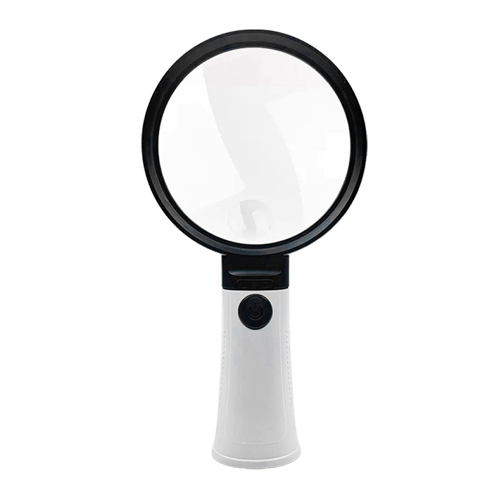 Jojomino White 30X 10X Handheld Lighted Magnifying Glass Loupe For Reading