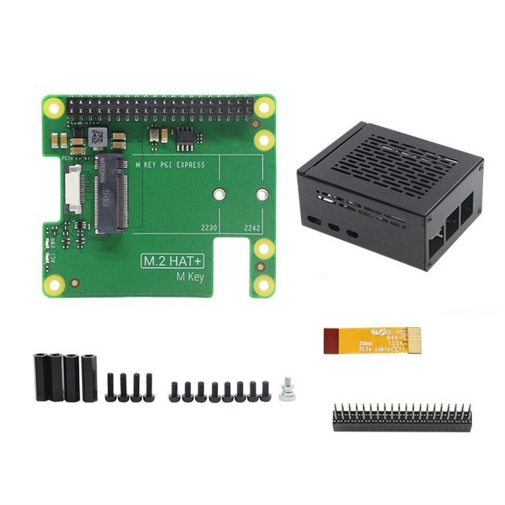 Pcie To M.2 Hat+ With Case For 5 Gen2 Gen3 Nvme Ssd 2230/2242 M Key Pcie Gpio Expansion Board Rpi5 4851195674585