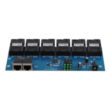 100M PCBA Board Fiber Optic Media Converter 2 RJ45 to 6 SC Connector 3A+3B Ports 20KM Ethernet Switch
