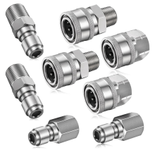 8PCS NPT 3/8 Inch Stainless Steel Male Female Quick Connector Kit Pressure Washer Adapters (Internal & External Thread)