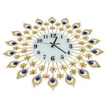 Luxury Artificial Crystal Diamond Large Wall Clock Metal Living Room Wall Clock Home Art Decoration (#1 Gold)