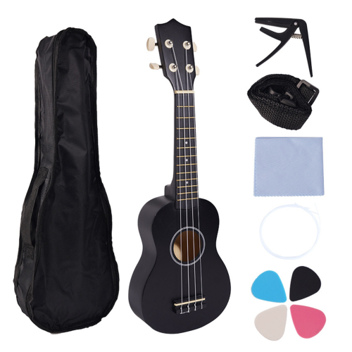 21Inch Ukulele Set for Beginners 4-String with Bag Clip&4 Picks-Black 1
