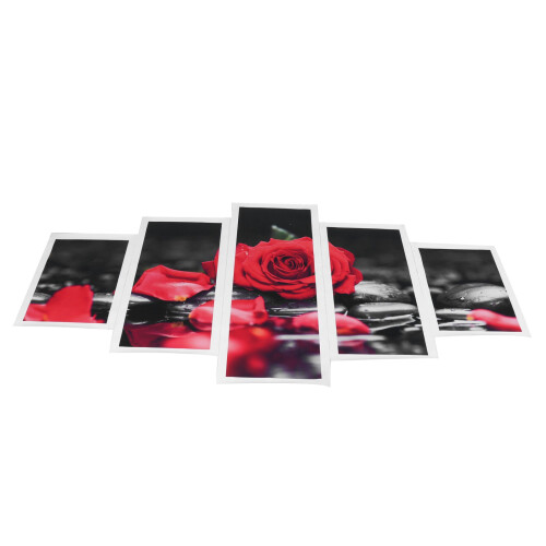 5Pcs Wall Art Painting Set Romantic Red Rose 1