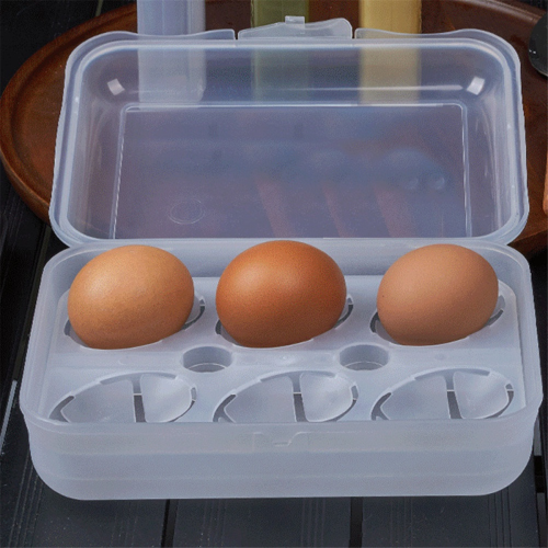 6 Grid Egg Carton with Lid Stackable Crisper Protection Box 2