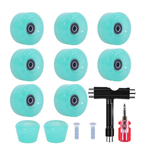 8 Piece Skate Wheel Set with Toe Plugs, Green 1