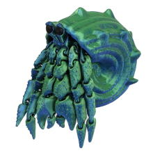 3D-Druck Einsiedlerkrebs Mehrgelenkiges bewegliches Modell, Blau-Grün-Farbverlauf
