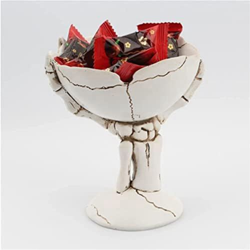 Halloween Candy Bowls Skeleton Hands Dish Resin Skull Bowl 2