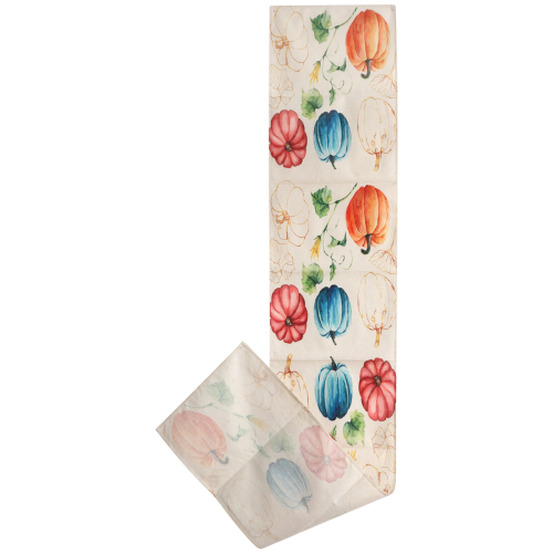 Fall Eucalyptus Leaves Pumpkins Table Runner, Decoration B 2