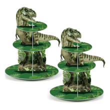 3-stöckiger Cupcake-Ständer, Dekorationen, Dinosaurier-Motivhalter
