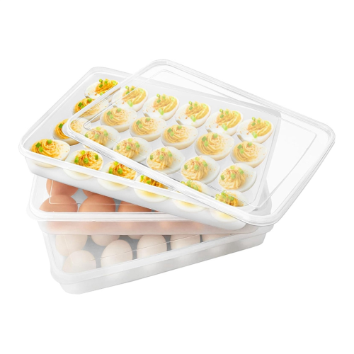 3 Pcs Egg Holder for Refrigerator,Deviled Containers with Lid 1