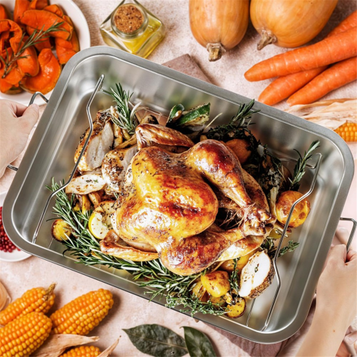 Roasting Pan - Heavy Duty Turkey Baking Broiler 2