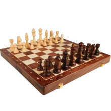 Schachspiel aus Holz der Spitzenklasse, faltbar, groß, traditionell, klassisch, Handarbeit, Massivholzstücke, Walnuss-Schachbrett, Kindergeschenk