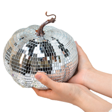 Silberne Spiegel-Diskokugel, Kürbisform, geeignet für DJ-Clubpartys, reflektierende Halloween-Kugel, 20 cm