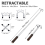 Retractable Billiard Cue Stick Bridge with 6Pcs Removable Brass Head Table Pool Accessories,Silver 5