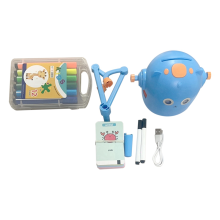 Interaktiver pädagogischer Zeichenroboter, 100 Karten, intelligenter früher Roboter, blau